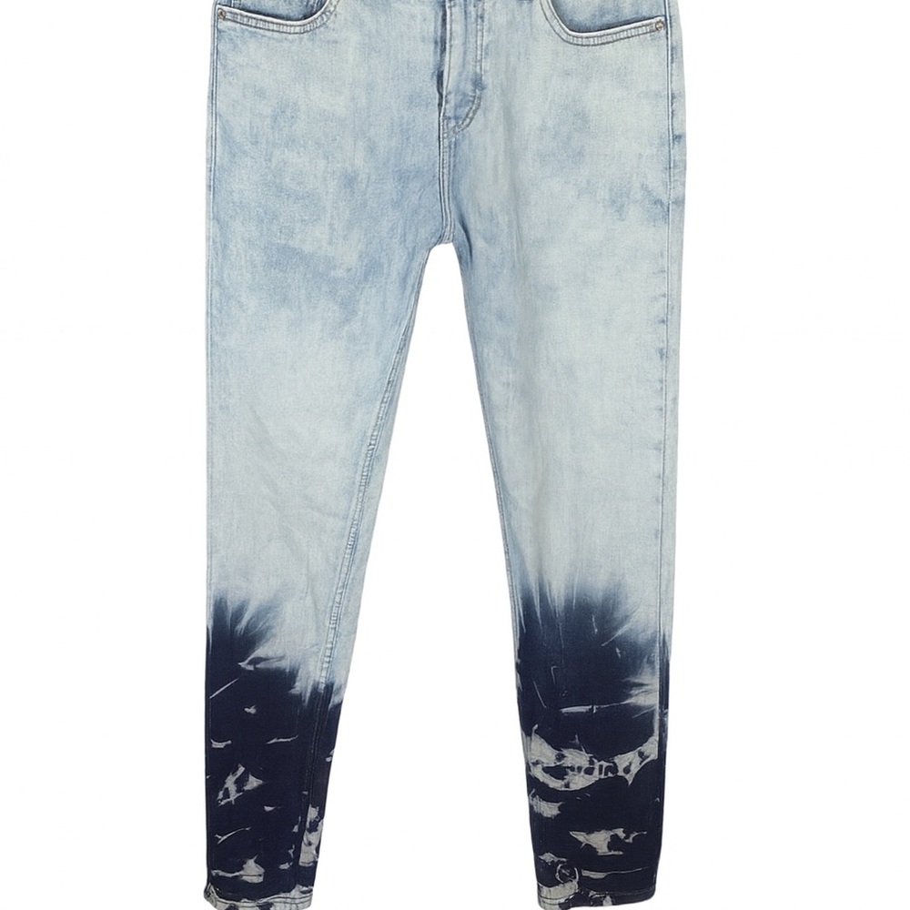 Jeanius Bleached Blue Jeans W/Dark Blue Dip-Dye Effect Sz 34 X32 Y2K Streetwear